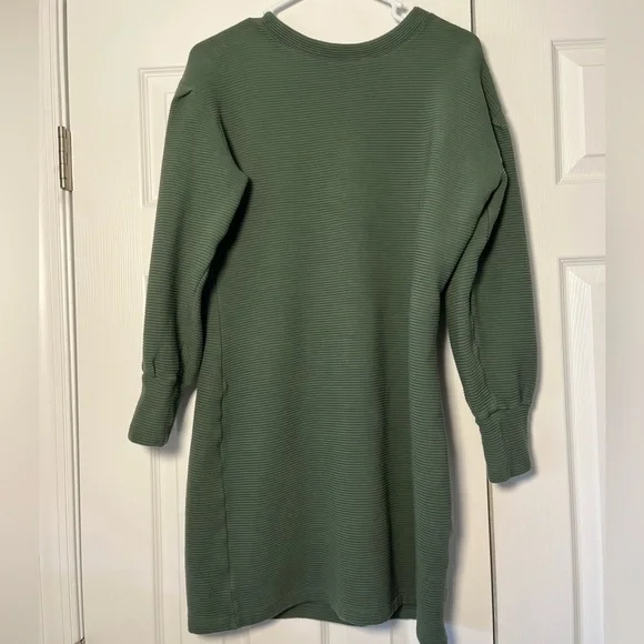 Albion Atlas Olive Green Ribbed Sweater Dress Sz L EUC - Picture 4 of 11